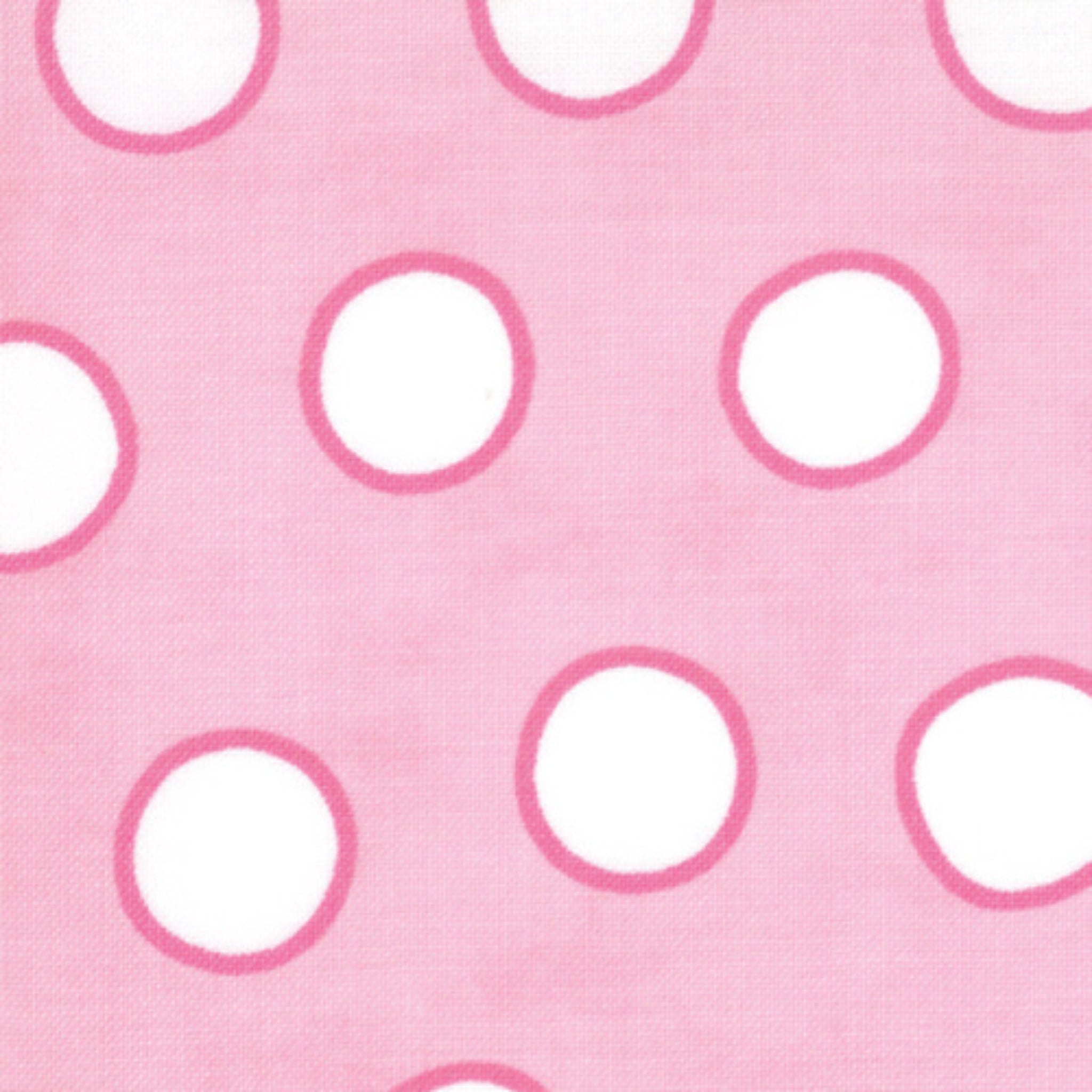 Me and My Sister large white spots pink fabric for baby quilts and contemporary patchwork sewing projects