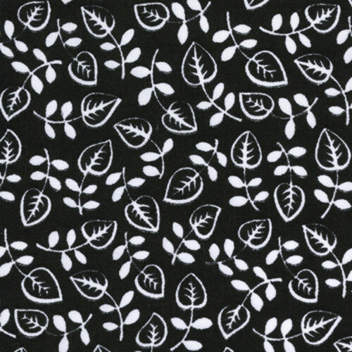Me and My Sister leafy vine white black fabric for modern quilts and contemporary patchwork sewing projects
