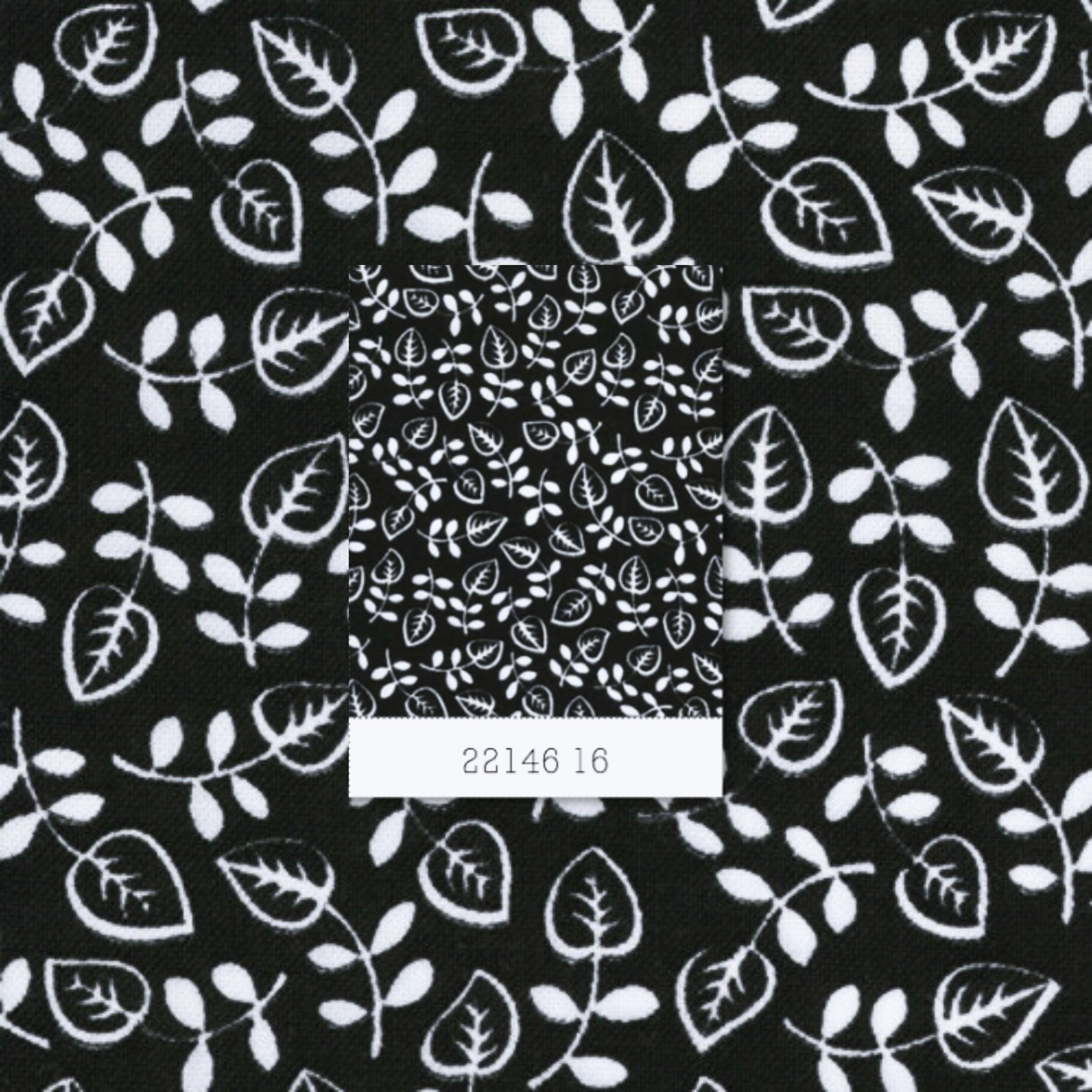 Me and My Sister leafy vine white black fabric for modern quilts and contemporary patchwork sewing projects