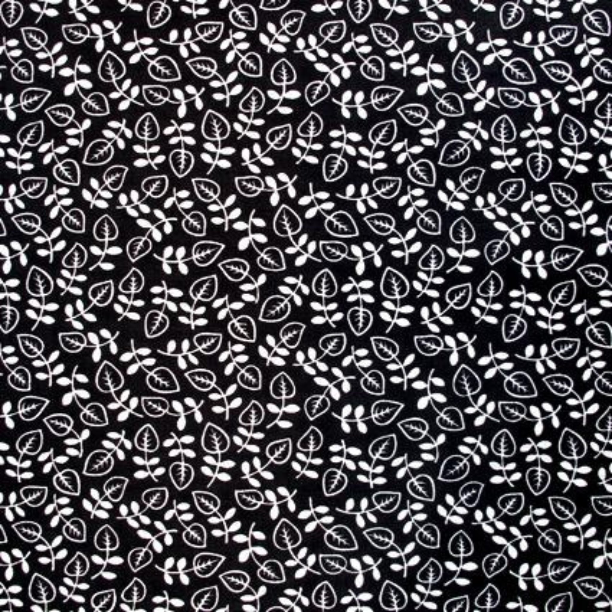 Me and My Sister leafy vine white black fabric for modern quilts and contemporary patchwork sewing projects