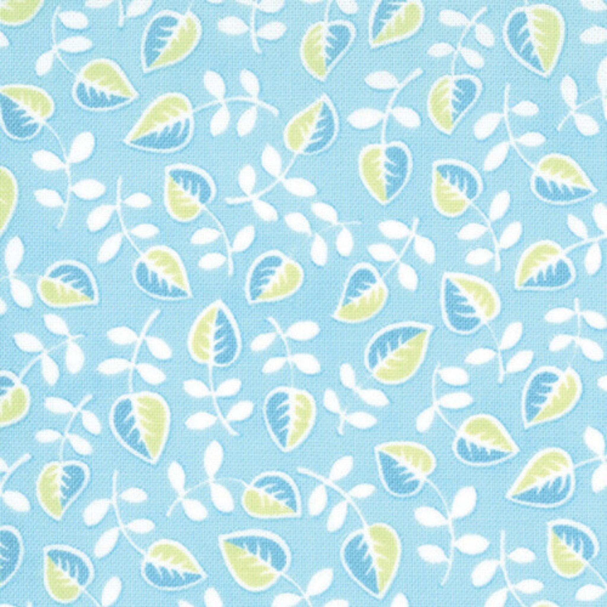Me and My Sister leafy vine turquoise green fabric for summer quilts and contemporary patchwork sewing projects