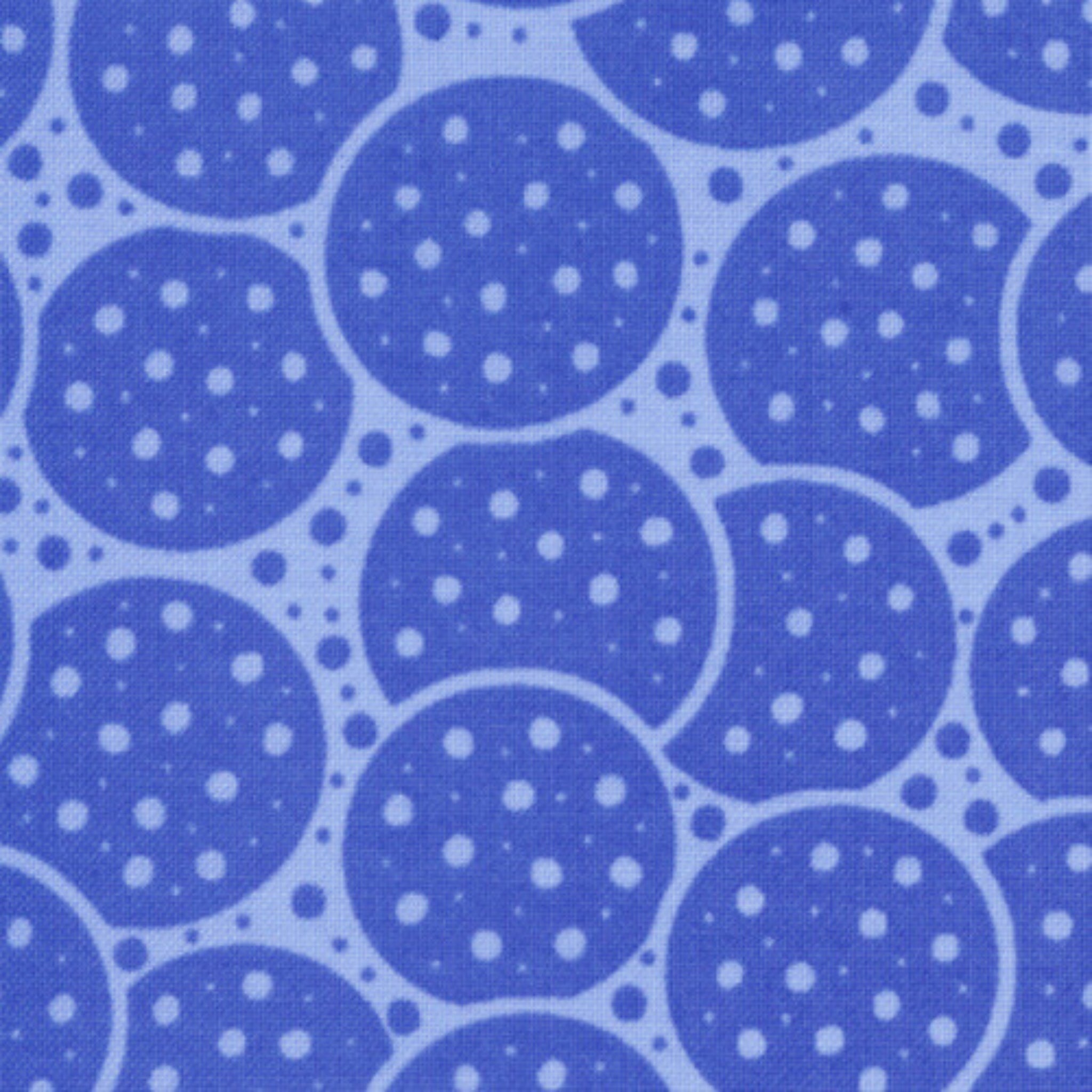 Me and My Sister speckle spots blue circles periwinkle fabric for modern quilts and contemporary patchwork sewing projects