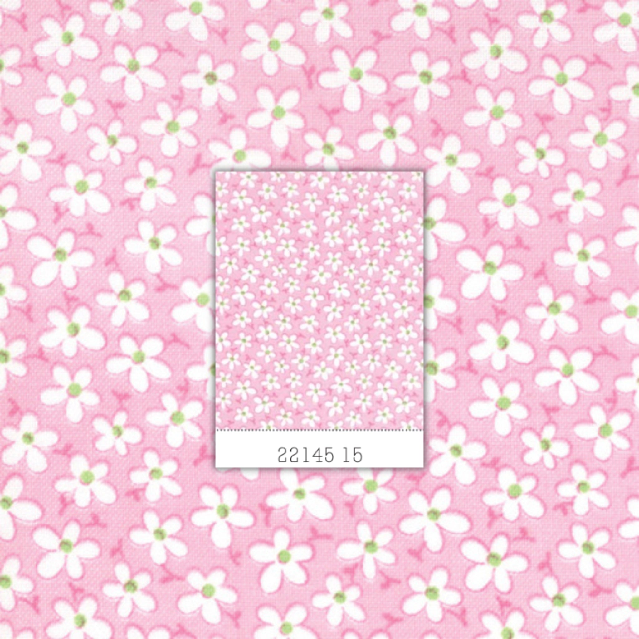 Me and My Sister tossed daisies white pink fabric for baby quilts and contemporary patchwork sewing projects