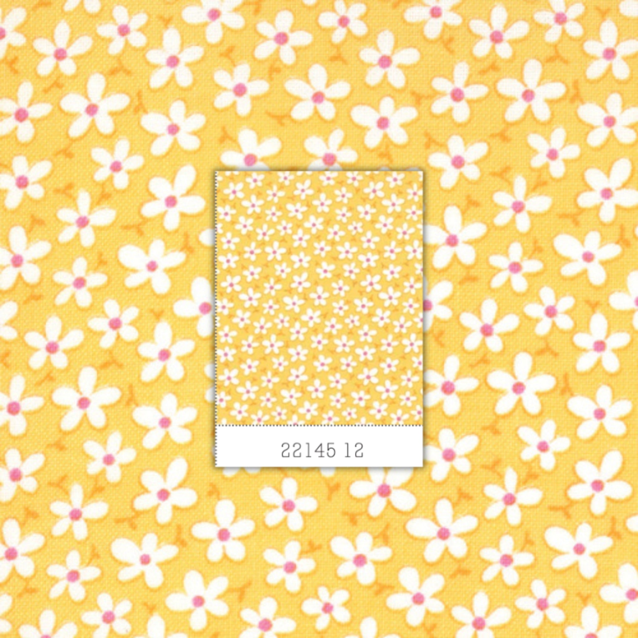 Me and My Sister tossed daisies white yellow fabric for children's quilts and contemporary patchwork sewing projects