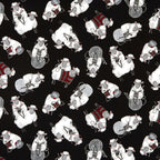 Knitting sheep novelty black fabric with yarn balls and needles for quilts bags and knitter gifts patchwork sewing projects