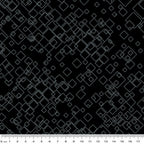 Tonal black geometric print with tossed squares, perfect as a quilt blender