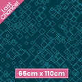 Tonal dark teal geometric print with tossed squares, perfect as a quilt blender