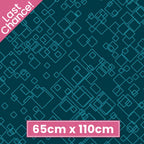 Tonal dark teal geometric print with tossed squares, perfect as a quilt blender