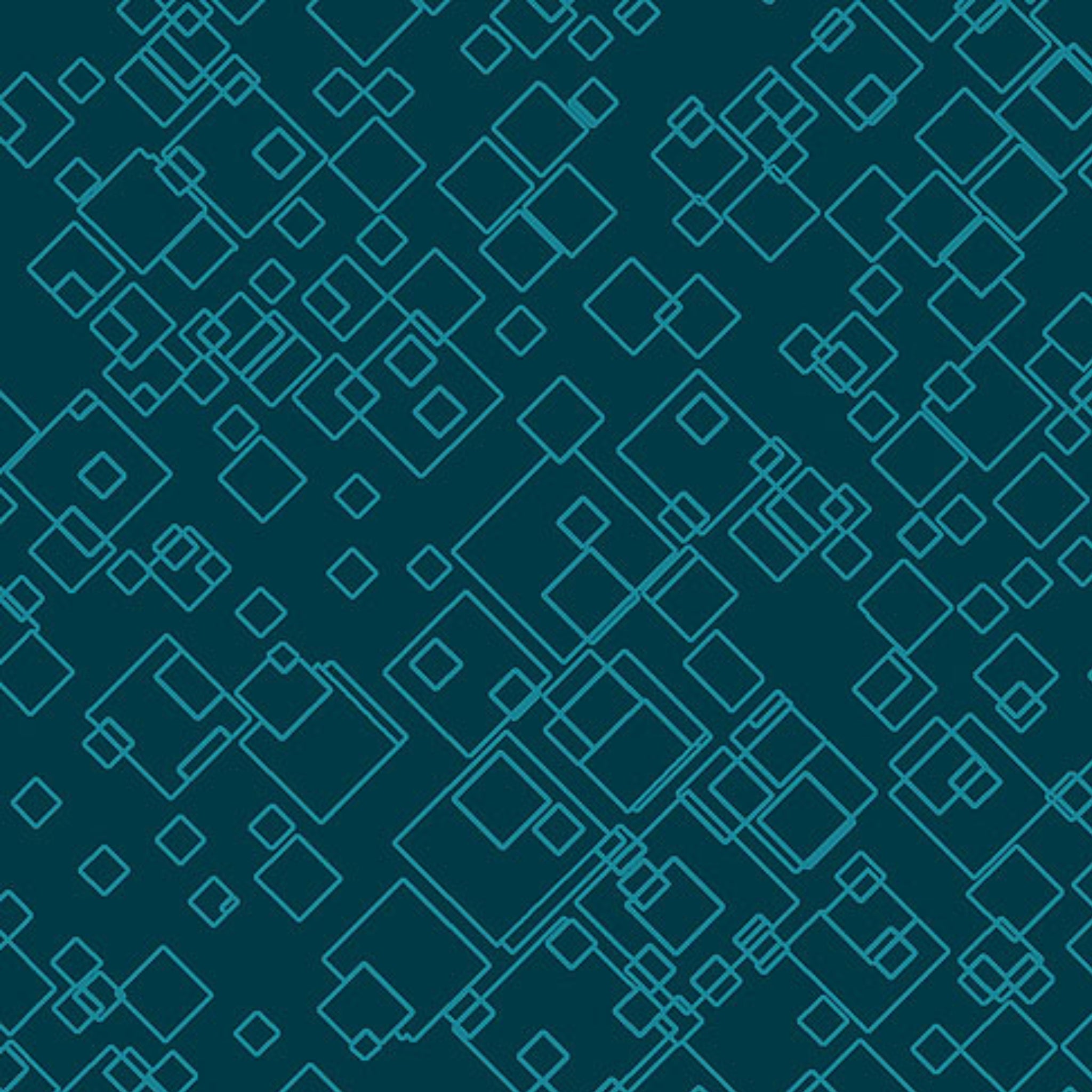 Tonal dark teal geometric print with tossed squares, perfect as a quilt blender