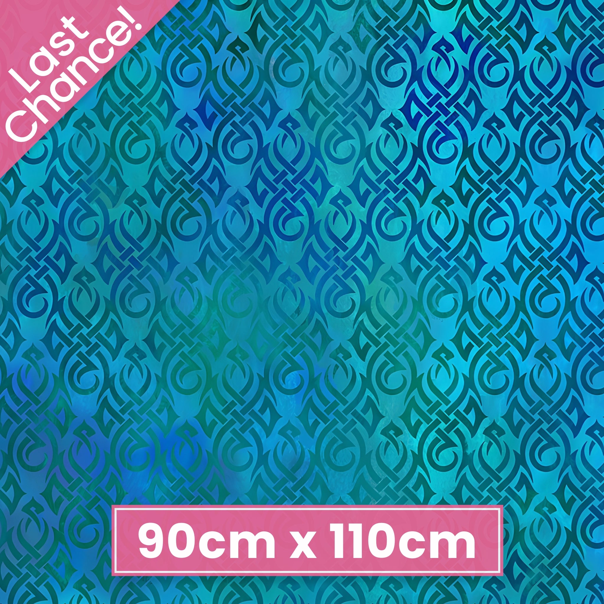Swirling tribal flame Celtic knotwork motifs deep cobalt navy teal aqua watercolour wash tonal blender digitally printed quilting fabric Jason Yenter In The Beginning Fabrics