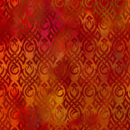 Swirling tribal flame Celtic knotwork motifs deep crimson burnt orange fiery watercolour wash tonal blender digitally printed quilting fabric Jason Yenter In The Beginning Fabrics