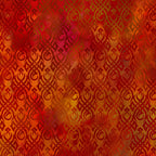 Swirling tribal flame Celtic knotwork motifs deep crimson burnt orange fiery watercolour wash tonal blender digitally printed quilting fabric Jason Yenter In The Beginning Fabrics