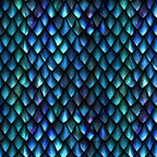 Large overlapping dragon scales teal cobalt emerald violet deep black background digitally printed tonal blender quilting fabric Jason Yenter In The Beginning Fabrics