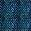 Large overlapping dragon scales teal cobalt emerald violet deep black background digitally printed tonal blender quilting fabric Jason Yenter In The Beginning Fabrics