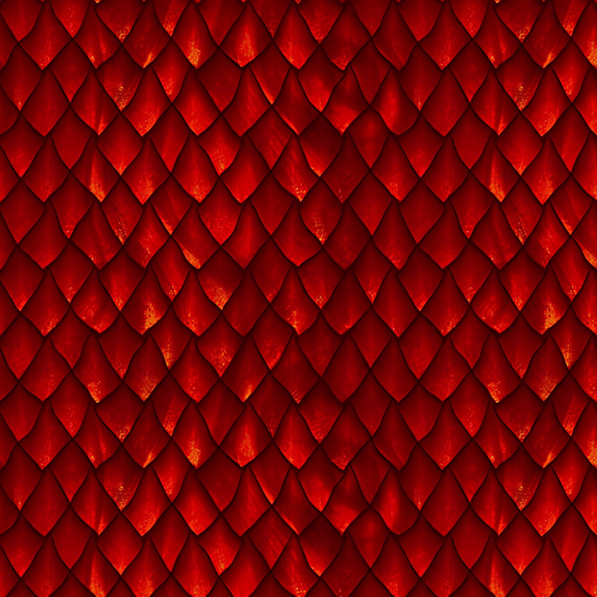 Large overlapping dragon scales deep crimson burgundy fiery amber highlights dark red background digitally printed tonal blender quilting fabric Jason Yenter In The Beginning Fabrics
