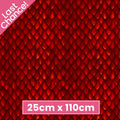 Large overlapping dragon scales deep crimson burgundy fiery amber highlights dark red background digitally printed tonal blender quilting fabric Jason Yenter In The Beginning Fabrics