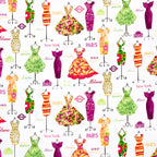 Vintage dresses dress forms Paris London New York Milano white multicolour novelty quilting fabric patchwork projects