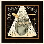 Play Your Song drum kit Listen With Your Heart music notes black cream novelty music panel block