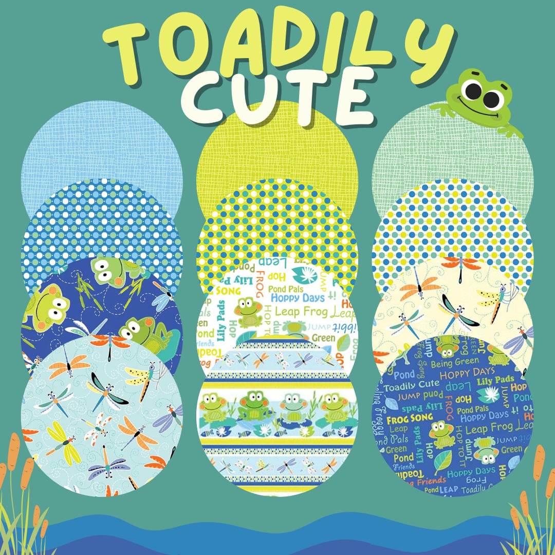 Toadily Cute - 12 Coordinating FQ's by Kanvas Studio for Benartex - 100% Cotton