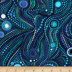 Flowing circles dotted lines blue turquoise purple white fabric for modern quilts art quilts and patchwork sewing projects