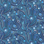 Flowing circles dotted lines blue turquoise purple white fabric for modern quilts art quilts and patchwork sewing projects