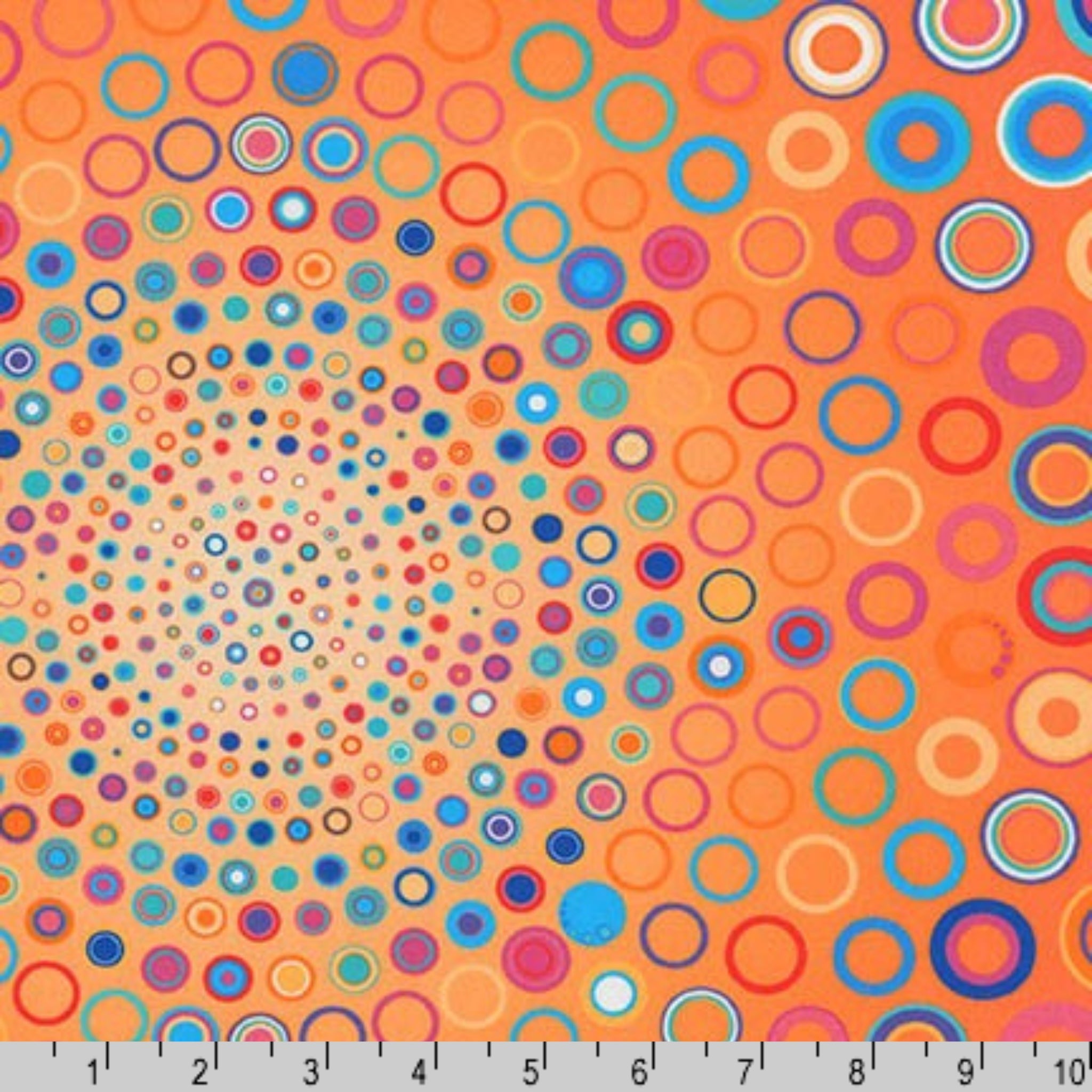 Radiating circle panel pink purple orange turquoise yellow fabric for quilt centrepiece wall hanging and patchwork sewing projects