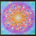 Radiating circle panel pink purple orange turquoise yellow fabric for quilt centrepiece wall hanging and patchwork sewing projects