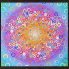 Radiating circle panel pink purple orange turquoise yellow fabric for quilt centrepiece wall hanging and patchwork sewing projects