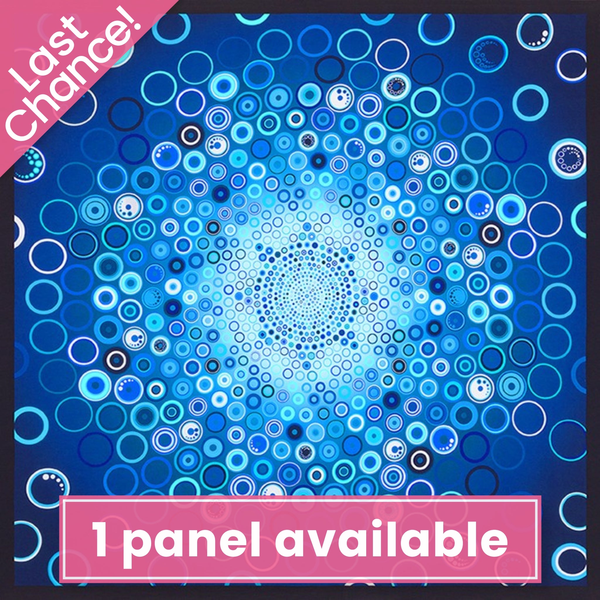 Radiating circle panel blue turquoise white fabric for quilt centrepiece wall hanging and patchwork sewing projects