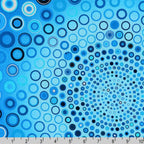 Radiating circle panel blue turquoise white fabric for quilt centrepiece wall hanging and patchwork sewing projects