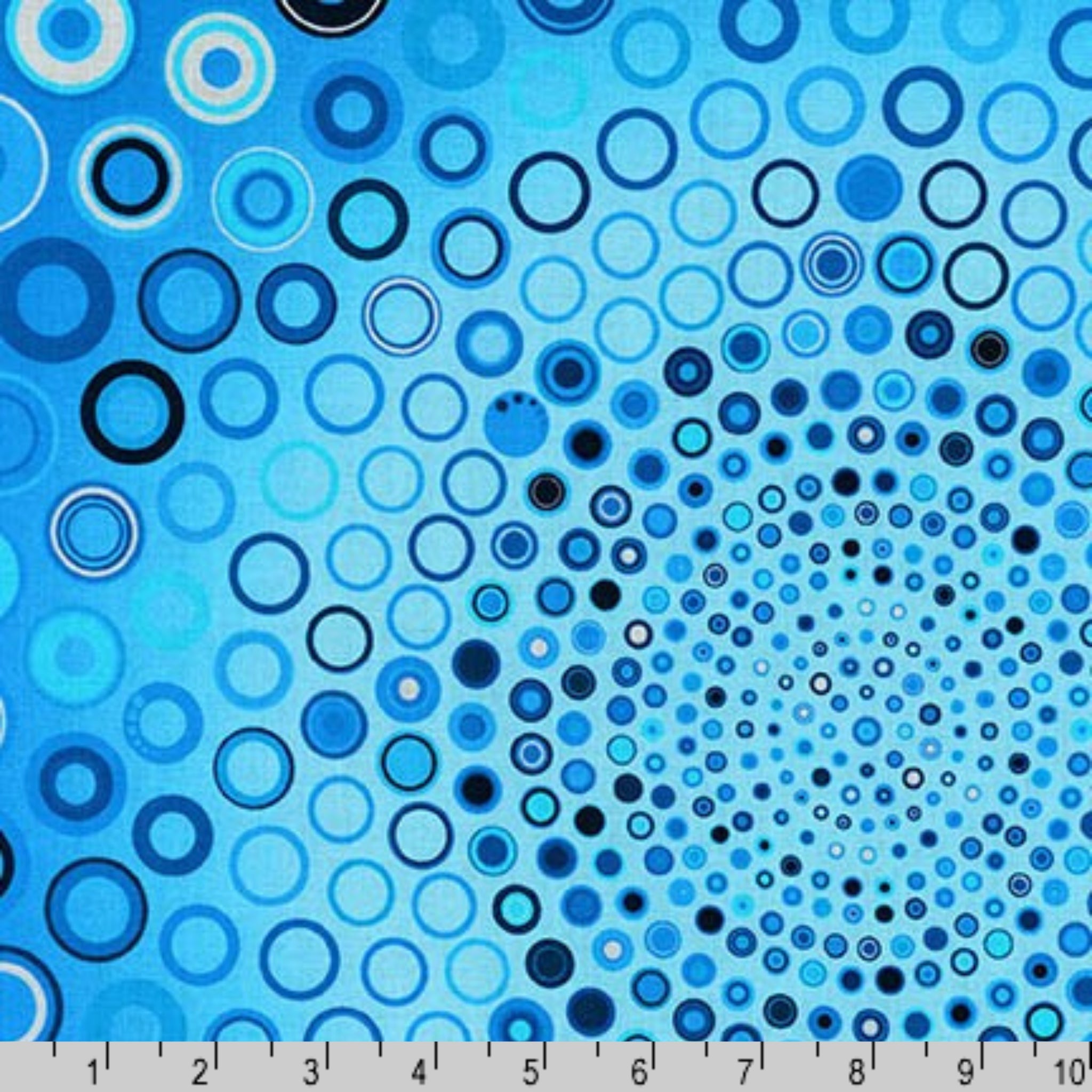 Radiating circle panel blue turquoise white fabric for quilt centrepiece wall hanging and patchwork sewing projects