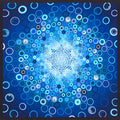 Radiating circle panel blue turquoise white fabric for quilt centrepiece wall hanging and patchwork sewing projects