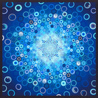 Radiating circle panel blue turquoise white fabric for quilt centrepiece wall hanging and patchwork sewing projects