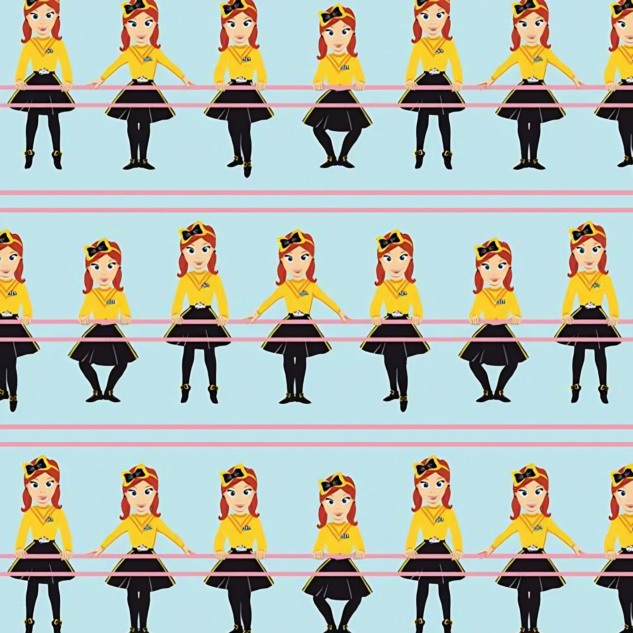 Emma Wiggle ballet barre sky blue yellow black novelty kids quilting fabric children's quilts dance bags patchwork projects