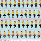 Emma Wiggle ballet barre sky blue yellow black novelty kids quilting fabric children's quilts dance bags patchwork projects