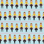 Emma Wiggle ballet barre sky blue yellow black novelty kids quilting fabric children's quilts dance bags patchwork projects