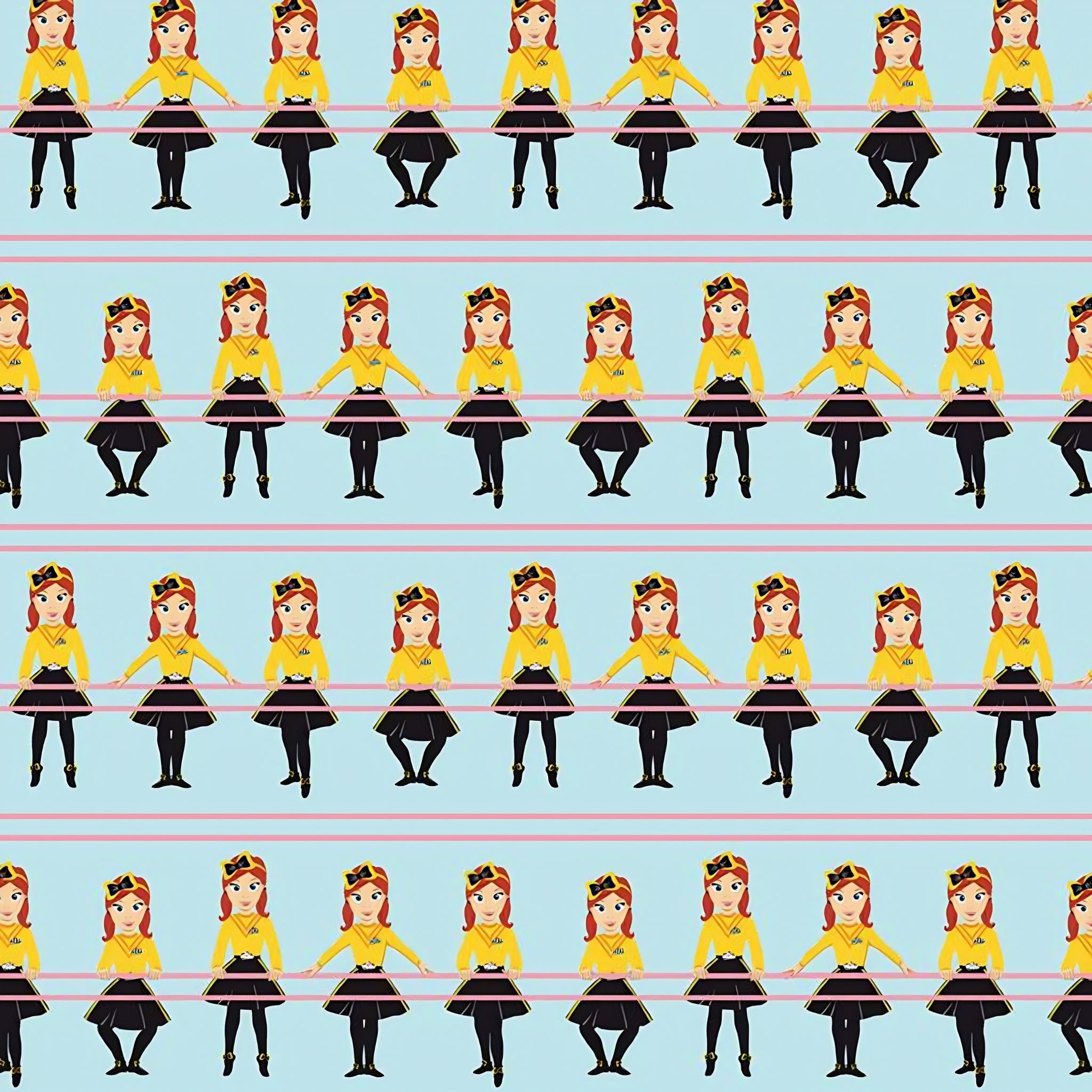 Emma Wiggle ballet barre sky blue yellow black novelty kids quilting fabric children's quilts dance bags patchwork projects