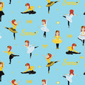 Emma Wiggle ballet dancing sky blue yellow white tutus bows hearts novelty kids quilting fabric children's quilts dance bags patchwork projects