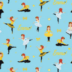 Emma Wiggle ballet dancing sky blue yellow white tutus bows hearts novelty kids quilting fabric children's quilts dance bags patchwork projects