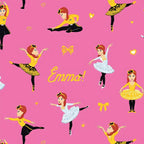 Emma Wiggle ballet dancing bright pink yellow white tutus bows hearts novelty kids quilting fabric children's quilts dance bags patchwork projects