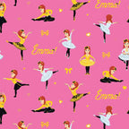 Emma Wiggle ballet dancing bright pink yellow white tutus bows hearts novelty kids quilting fabric children's quilts dance bags patchwork projects