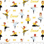Emma Wiggle ballet dancing white yellow tutus bows hearts novelty kids quilting fabric children's quilts dance bags patchwork projects