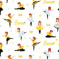 Emma Wiggle ballet dancing white yellow tutus bows hearts novelty kids quilting fabric children's quilts dance bags patchwork projects
