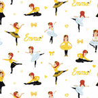 Emma Wiggle ballet dancing white yellow tutus bows hearts novelty kids quilting fabric children's quilts dance bags patchwork projects