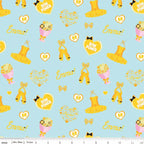 Emma Wiggle ballet icons sky blue yellow tutus ballet shoes bows Bow Power hearts novelty kids quilting fabric children's quilts dance bags patchwork projects