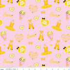 Emma Wiggle ballet icons pink yellow tutus ballet shoes bows Bow Power hearts novelty kids quilting fabric children's quilts dance bags patchwork projects