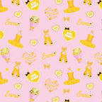 Emma Wiggle ballet icons pink yellow tutus ballet shoes bows Bow Power hearts novelty kids quilting fabric children's quilts dance bags patchwork projects