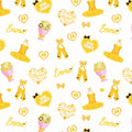 Emma Wiggle ballet icons white yellow tutus ballet shoes bows Bow Power hearts novelty kids quilting fabric children's quilts dance bags patchwork projects