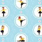 Emma Wiggle ballet dancer medallion sky blue yellow black novelty kids quilting fabric children's quilts dance bags patchwork projects