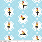 Emma Wiggle ballet dancer medallion sky blue yellow black novelty kids quilting fabric children's quilts dance bags patchwork projects